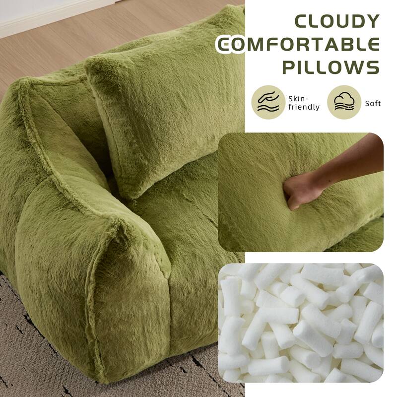 Oversized Bean Bag Sofa Reading Chair, 2-Seater Giant Bean Bag Couch with Pillows, Loveseat Chaise Lounge Sofa Chair