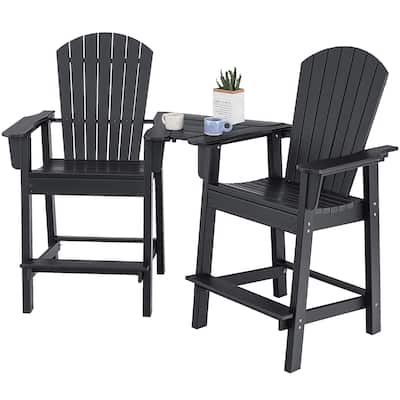 Gymax 2PCS HDPE Tall Adirondack Chair Barstools Connecting Tray Yard