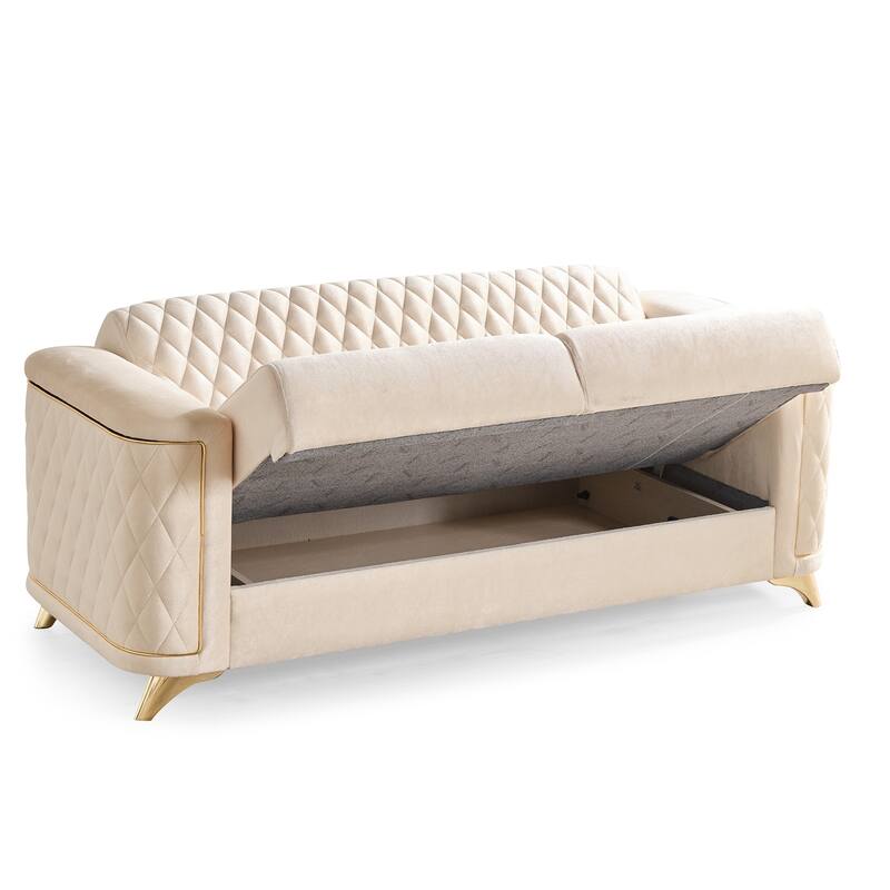 Luna Contemporary Style 2PC/3PC Livingroom Set Made with Wood & Velvet Fabric
