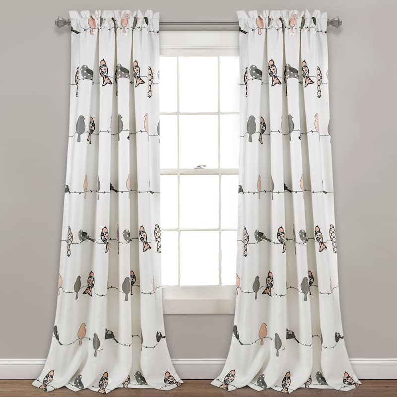 Lush Decor Rowley Birds Room Darkening Curtain Panel Pair - 52" W x 95" L - Blush