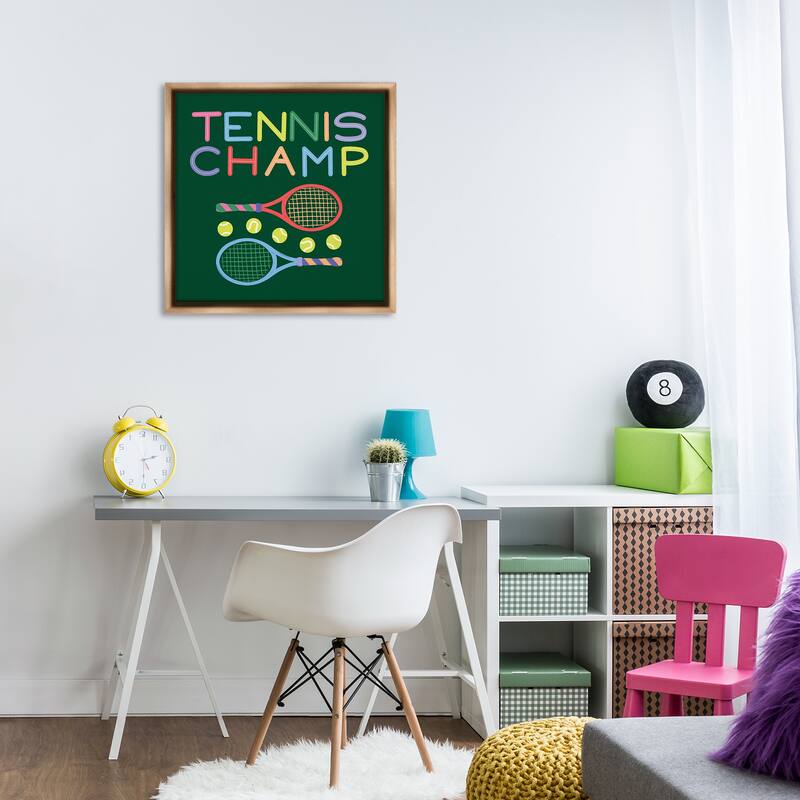 Stupell Tennis Champ Racket & Balls Framed Floater Canvas Wall Art Design By Sazerelli Designs