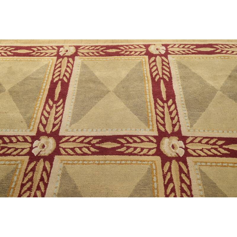 Geometric Vegetable Dye Nepalese Oriental Area Rug Wool Hand-knotted - 8'4" x 10'3"
