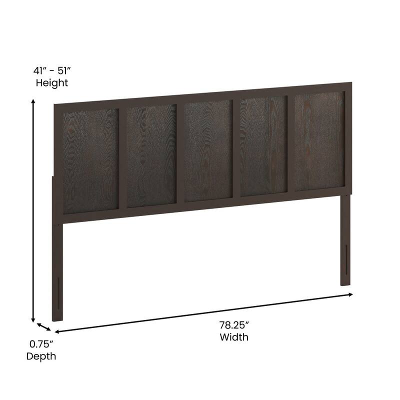 Contemporary Paneled Wooden Headboard Only