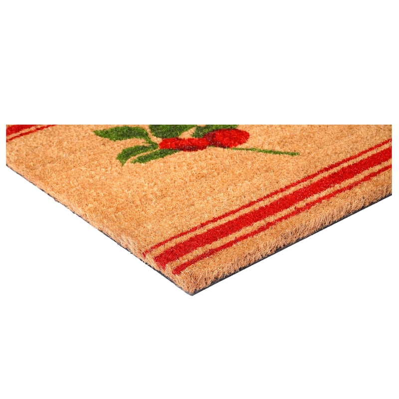 HomeRoots 17" X 29" Brown Red And Green Merry Christmas Outdoor Coir Door Mat - 17.00' X '29.00
