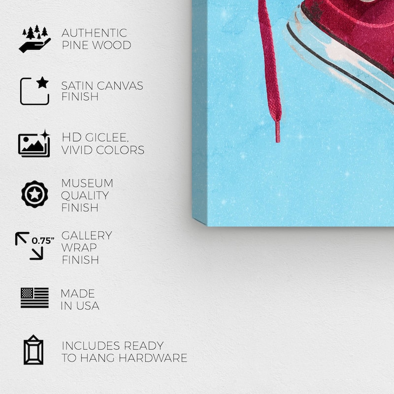 Wynwood Studio Fashion and Glam Sneaker Flower Vase Red and Crimson Modern & Contemporary Wall Art Canvas Print