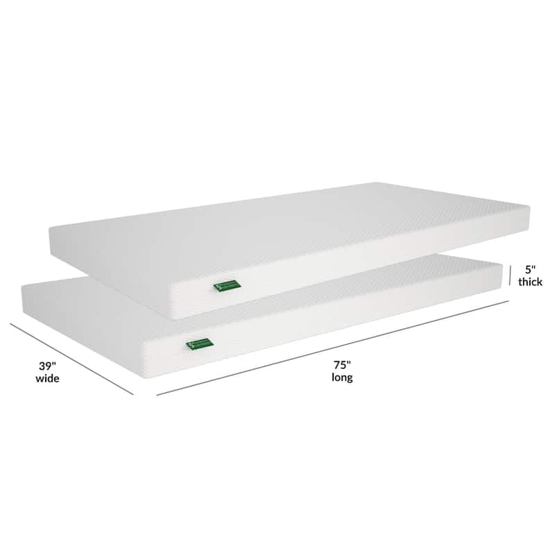 Max and Lily 5" Memory Foam Mattress Twin - Set of 2