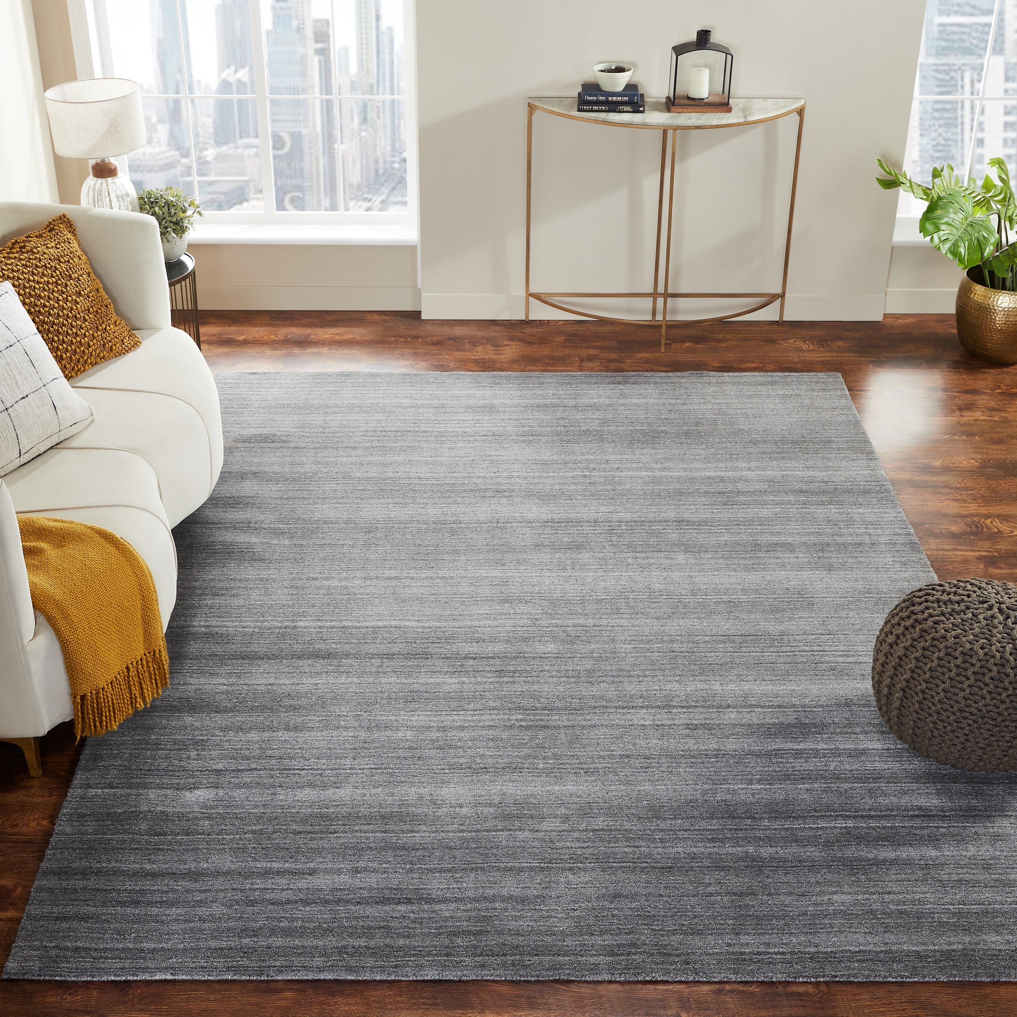 KALATY Grey Fog Wool/Viscose Handmade Area Rug