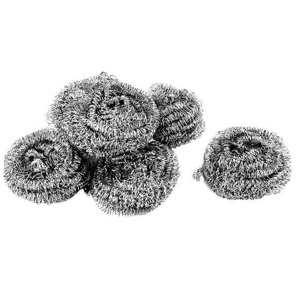 Stainless Steel Wire Dish Pan Scrubber Pad Cleaning Tool 60mm 6pcs - Silver - 2.4" x 1"(D*T)