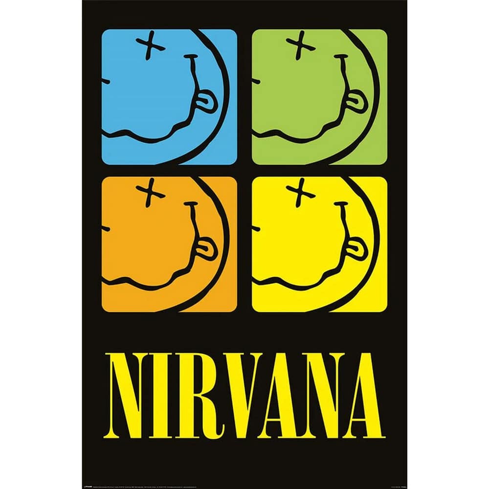 Nirvana - Smiley Squares Art Poster - 24 x 36 Inch
