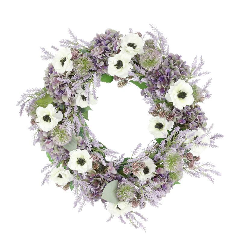 28" Hydrangea Wreath with Anemones and Astilbe