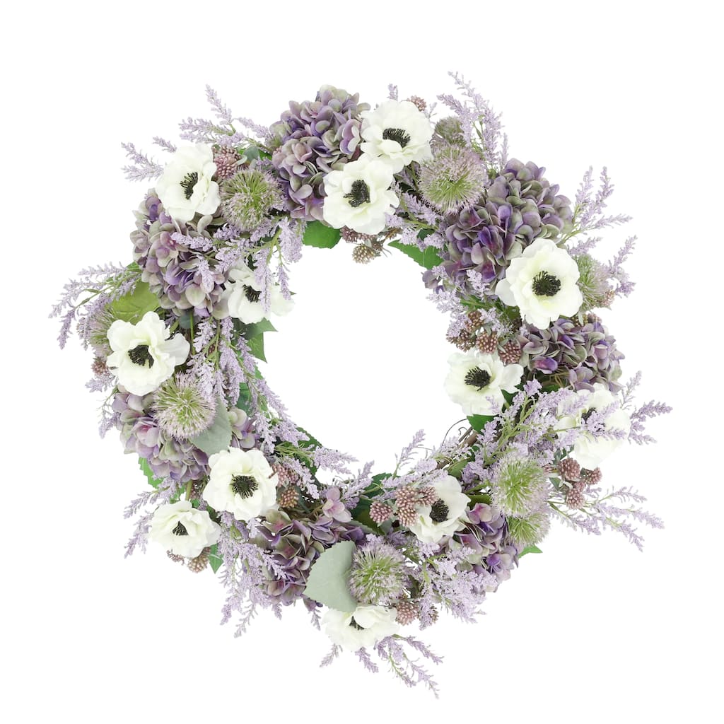 28" Hydrangea Wreath with Anemones and Astilbe