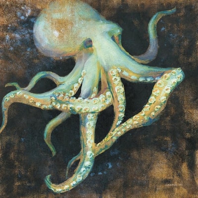 Ocean Octopus On Black Art Poster - Print On Demand