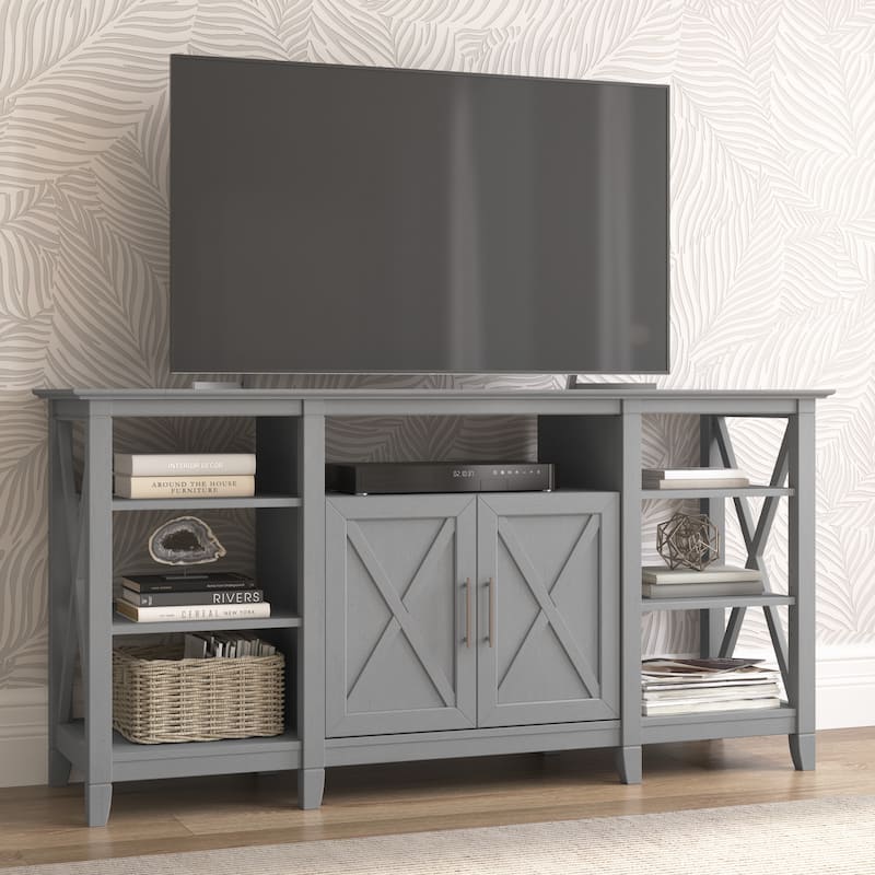 Key West Tall TV Stand with Storage by Bush Furniture - Cape Cod Gray