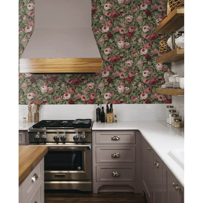NextWall Rose Garden Peel and Stick Wallpaper