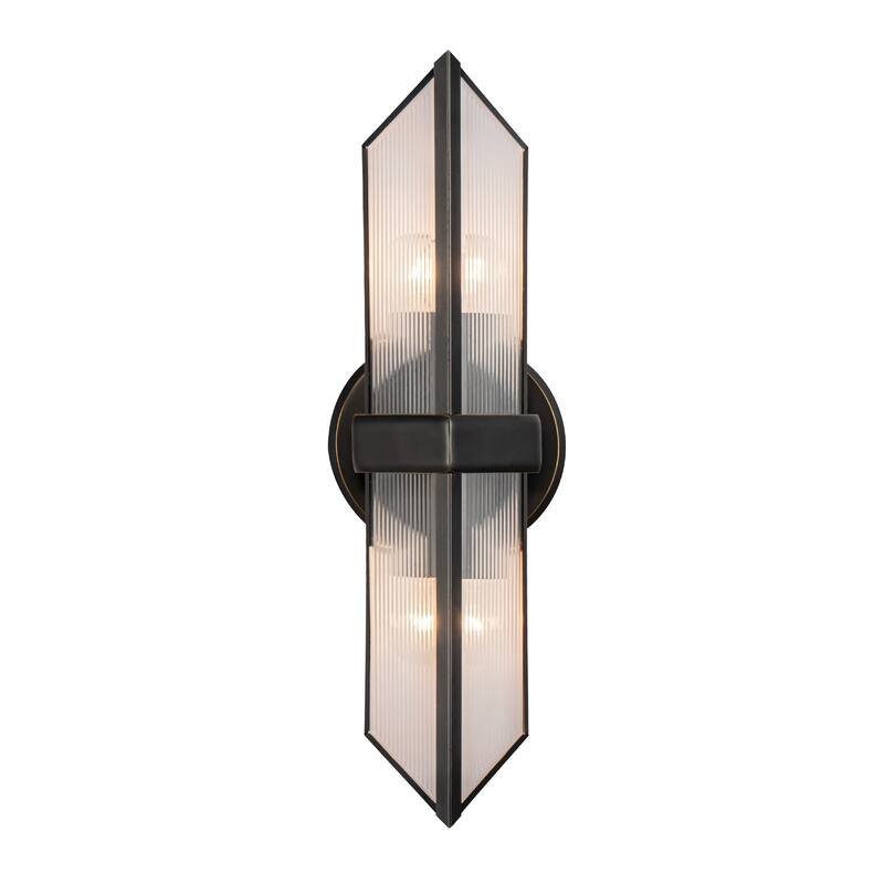 Alora Lighting WV332815 Cairo 2 Light 16" Tall Wall Sconce - Urban Bronze / Clear Ribbed Glass