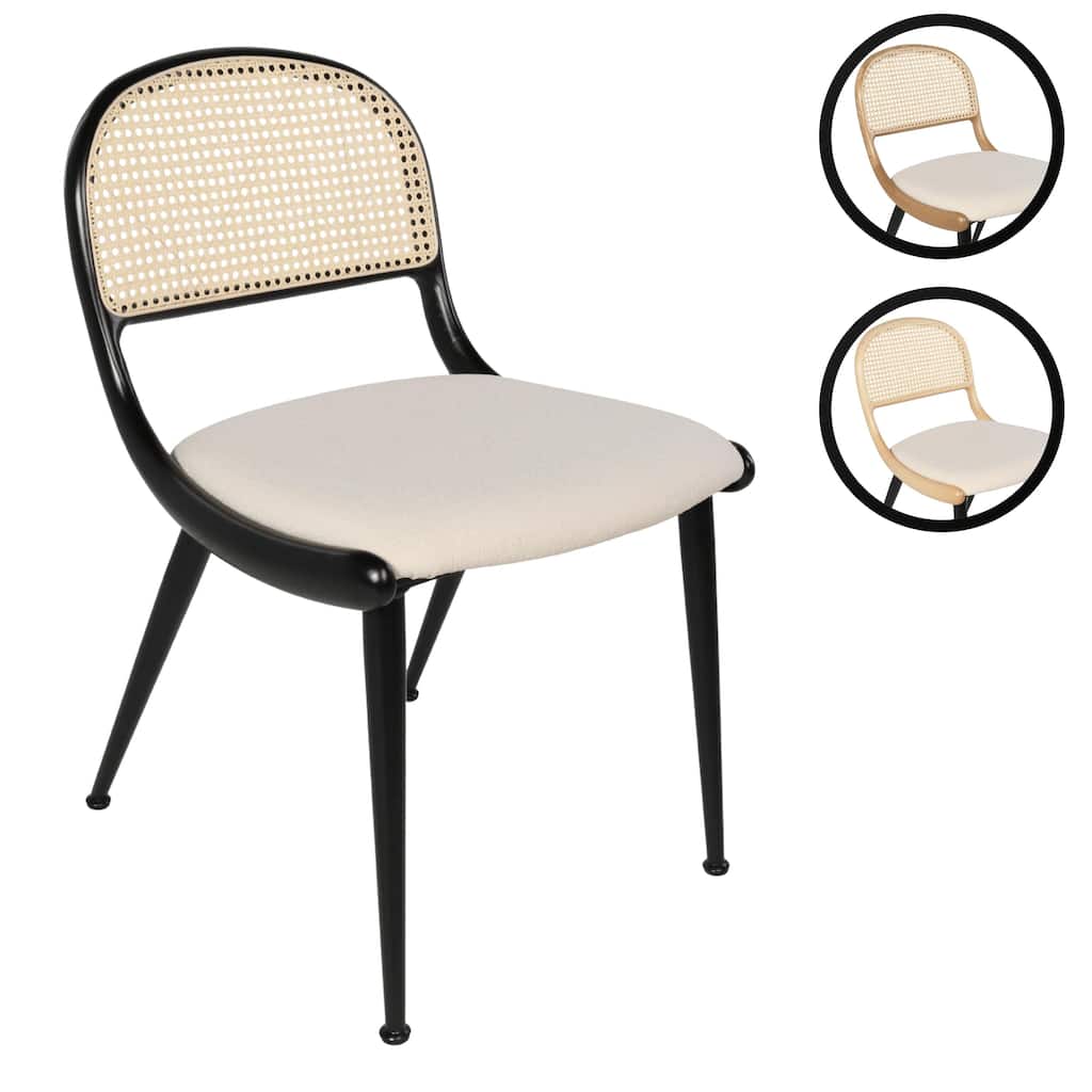 Breuer Chair Company Giola Dining Side Chair w/ Padded Seat Ash Wood Cane Back & Steel Legs (Variations; Made in Italy)
