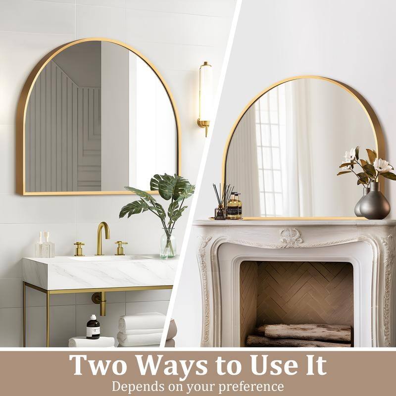 Arch Bathroom Wall Mirror Large Metal Frame Wall Mounted Mirror for Bedroom Living Room Dresser Entryway Decor