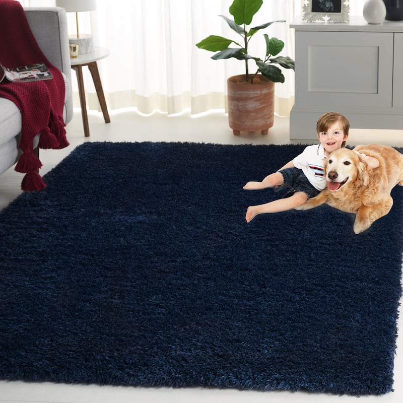 SAFAVIEH Lindsay Shag Luann Contemporary Rug - 8' x 10' - Navy