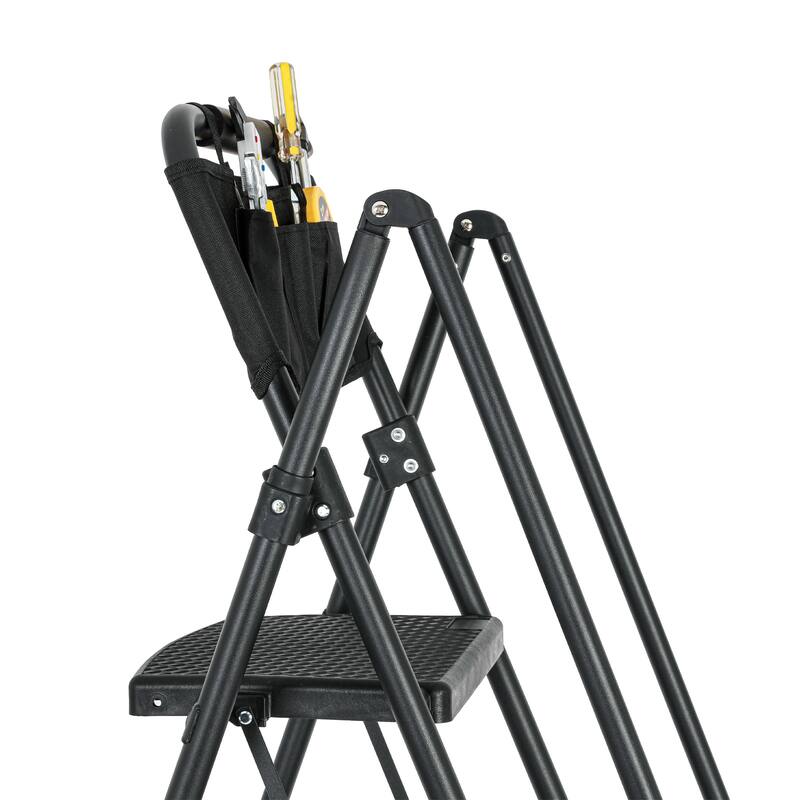 5-Step Steel Folding Step Stool Ladder with Removable Tool Bag