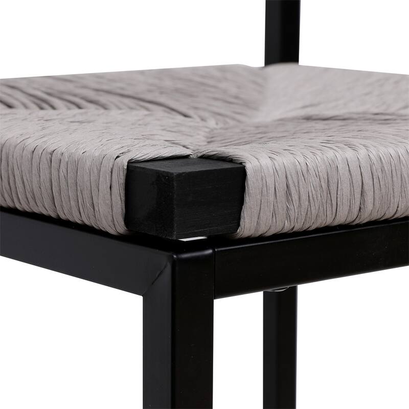 Set of 2 Hand Weave Counter Stool with Footrest for Kitchen Island
