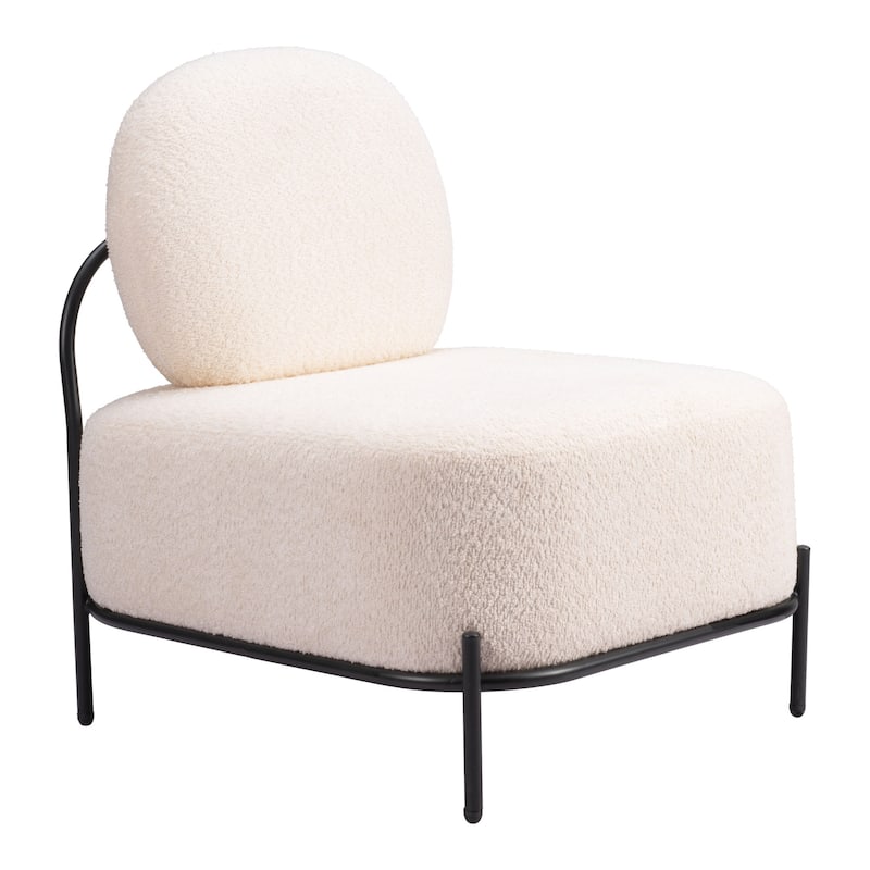 HomeRoots 27" White And Black Sherpa And Upholstered Side Chair - 27' X '30.7' X '29