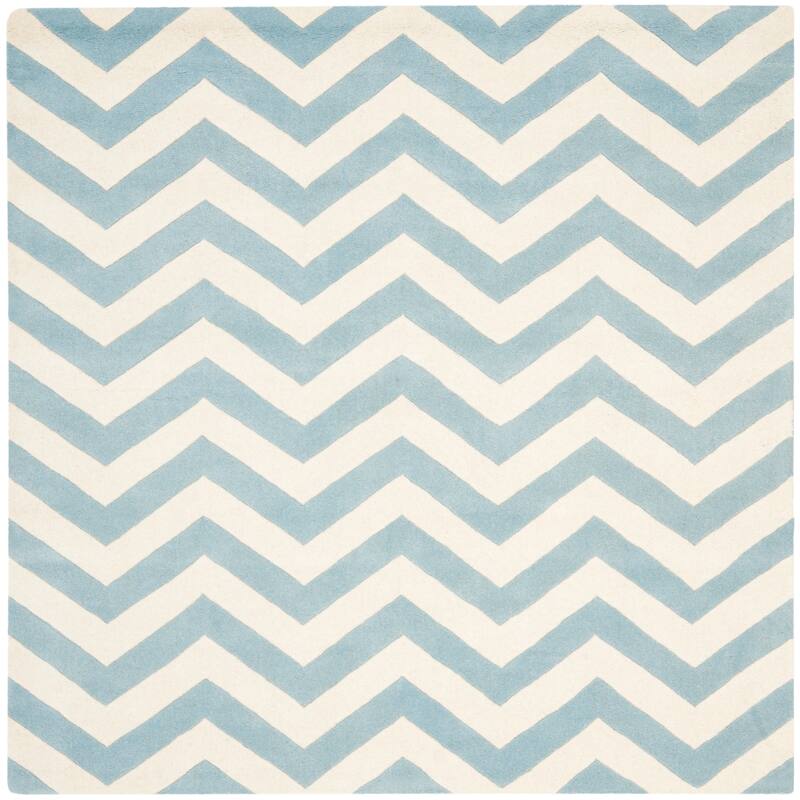 SAFAVIEH Handmade Chatham Traudel Modern Moroccan Wool Rug - 8'9" Square - Blue/Ivory