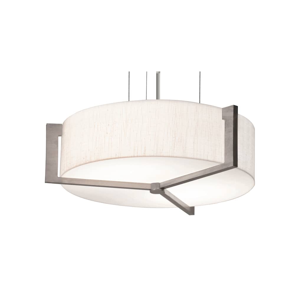 Apex 14-inch Weathered Grey LED Pendant, Linen White Shade