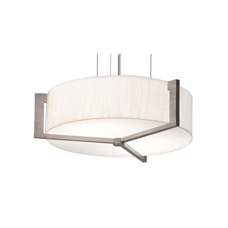 Apex 17-inch Weathered Grey LED Pendant, Linen White Shade