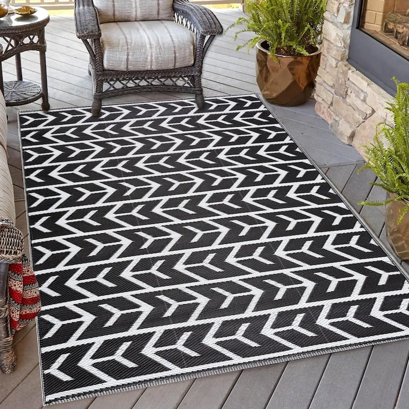 Playa Rug Outdoor Recycled Reversible Plastic Folded Mat/Rug Amsterdam Collection Lightweight & Weather, Water and UV Resistant