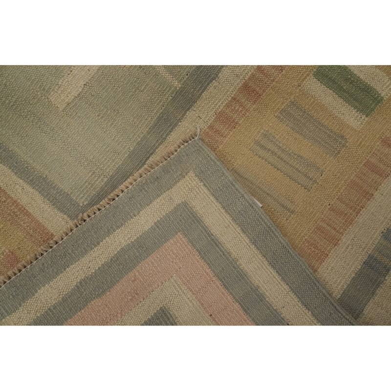 Hand Woven Southwestern Wool Grey Geometric Area Rug - 9' 9'' X 7' 0''