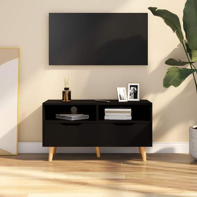 vidaXL TV Stand TV Console Sideboard TV Unit Home Media Unit Engineered Wood - 35.4" x 15.7" x 19.1" - Black