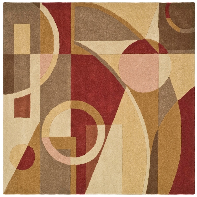 SAFAVIEH Rodeo Ula Necibe Hand-tufted Wool Retro Area Rug - 6' Square - Beige/Multi