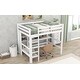 preview thumbnail 5 of 6, White Full Loft Bed with Desk and Shelves, Pine Wood and MDF Frame, Sturdy Guardrails