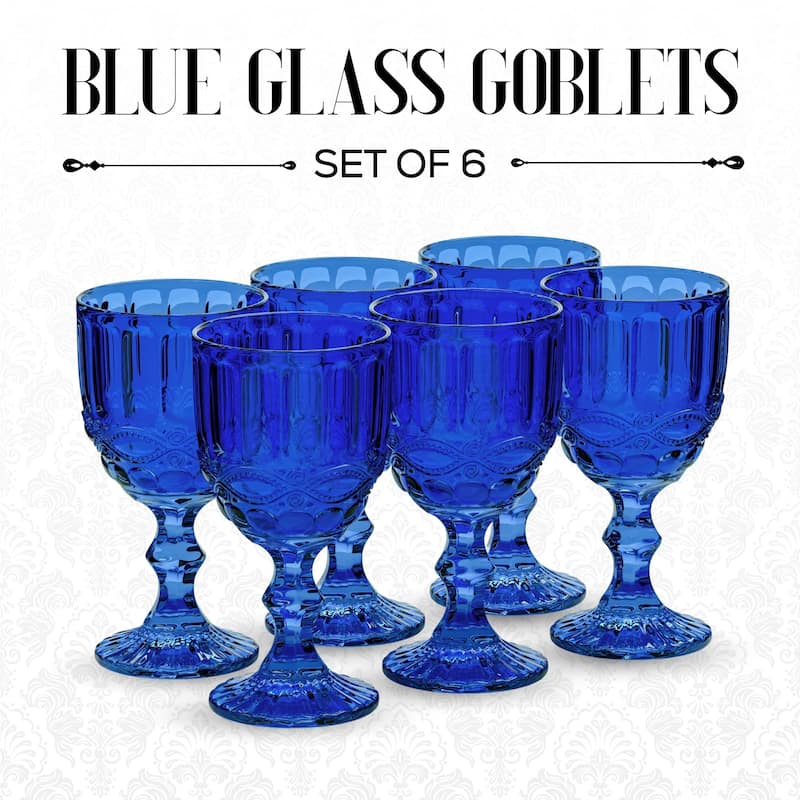 Elle Decor Set of 6 Colored Vintage Wine Glasses - 8.4 oz.