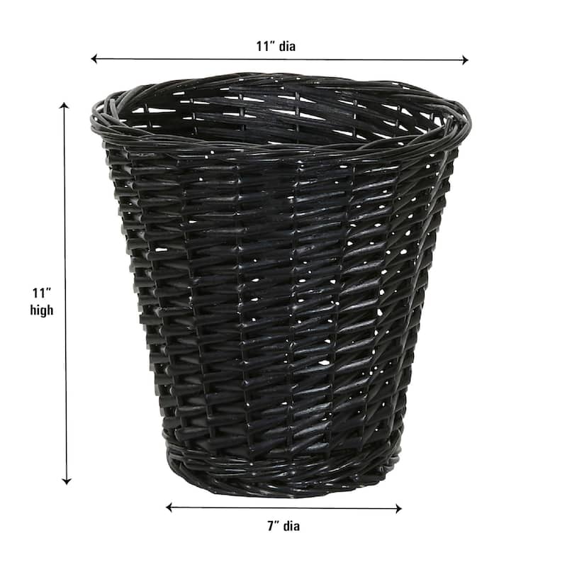 Household Essentials Willow Weave Wicker Waste Basket, Black