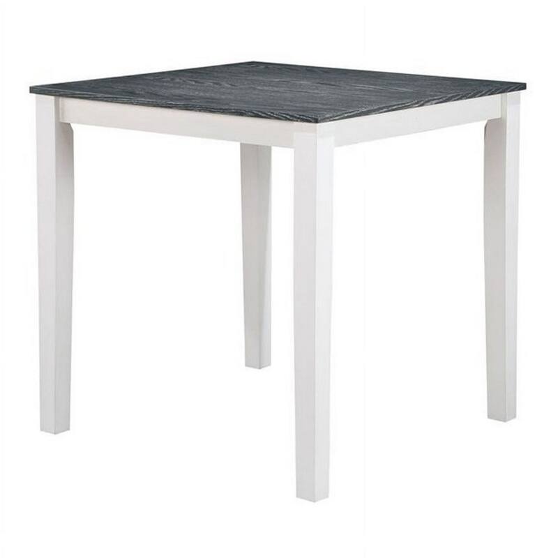 Helio 5 Piece Counter Height Dining Table and Chairs Set, White Wood, Gray