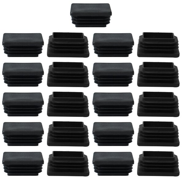 21pcs 30 x 40mm Plastic Rectangle Ribbed Tube Insert End Cover Pad Furniture Table Desk Feet Floor Protector