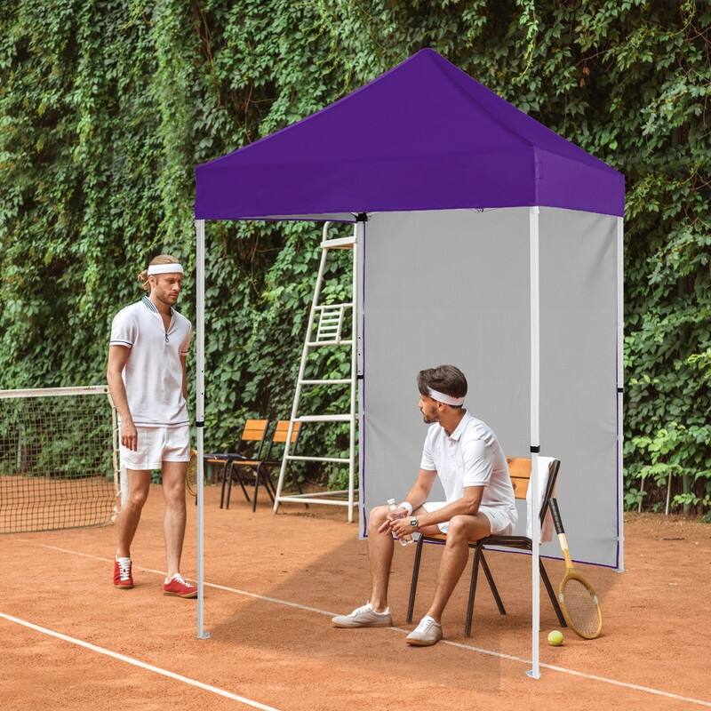 EAGLE PEAK Pop up Canopy 5x5, Outdoor Portable Canopy Tent with One Removable Sunwall, Carry Bag Included, Burgundy