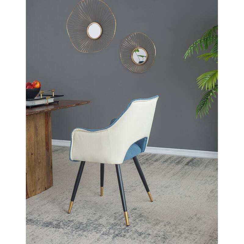 Blue Modern 23.2" Upholstered Accent Chair with Iron Legs for Living Room (Set of 2)