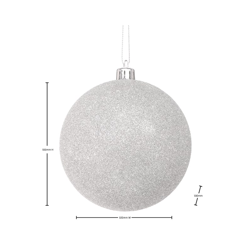 100mm Shatterproof Plastic Glitter Ball Set of 2