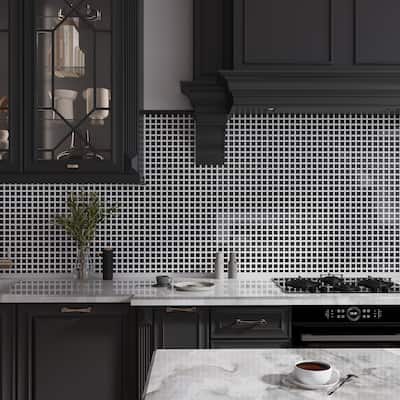 Apollo tile 12" x 12" Noir Luxe Polished Eastern Black White Marble Tile (5 sq ft/case) - 5 Pack