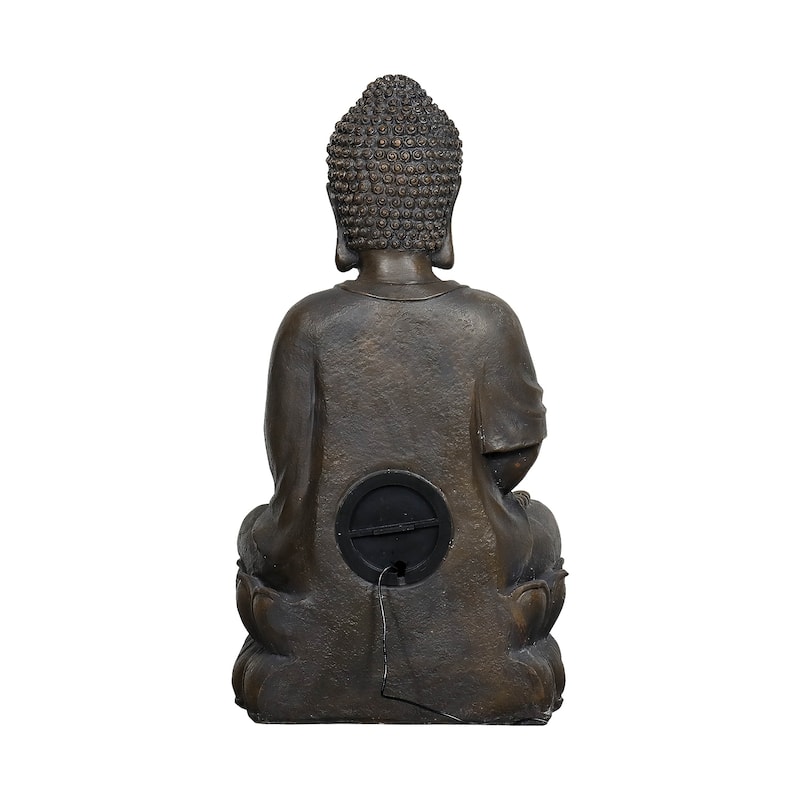 33in H Buddha Outdoor Water Fountain with LED Light and Pump for Home