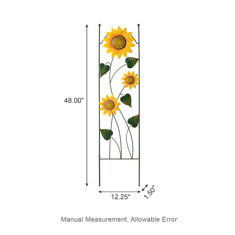 Glitzhome 48"H Metal Sunflowers Garden Trellis Plant Climbing Stakes