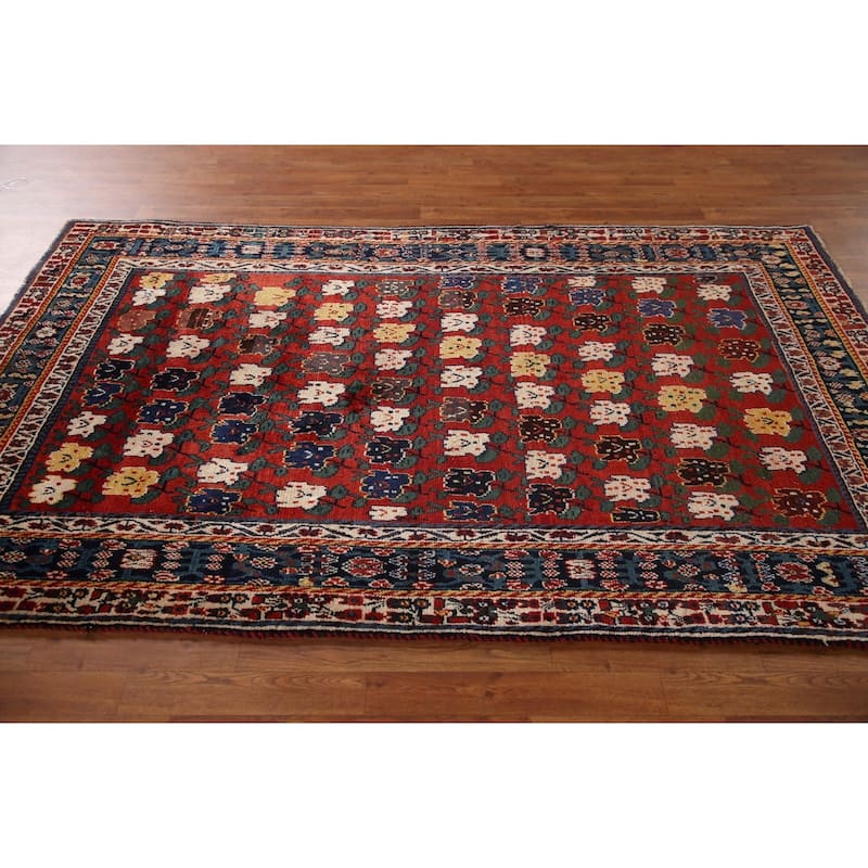 Vegetable Dye Kashkoli Persian Vintage Area Rug Handmade Wool Carpet - 5'1"x 8'4"