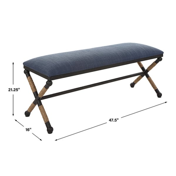 Uttermost Firth Rustic Navy Bench - 48"W x 21"H x 16"D