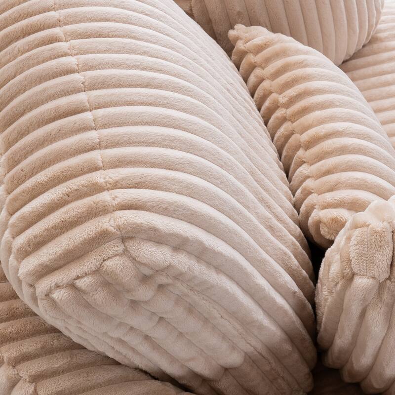 Corduroy Swivel Chair with 4 Pillows