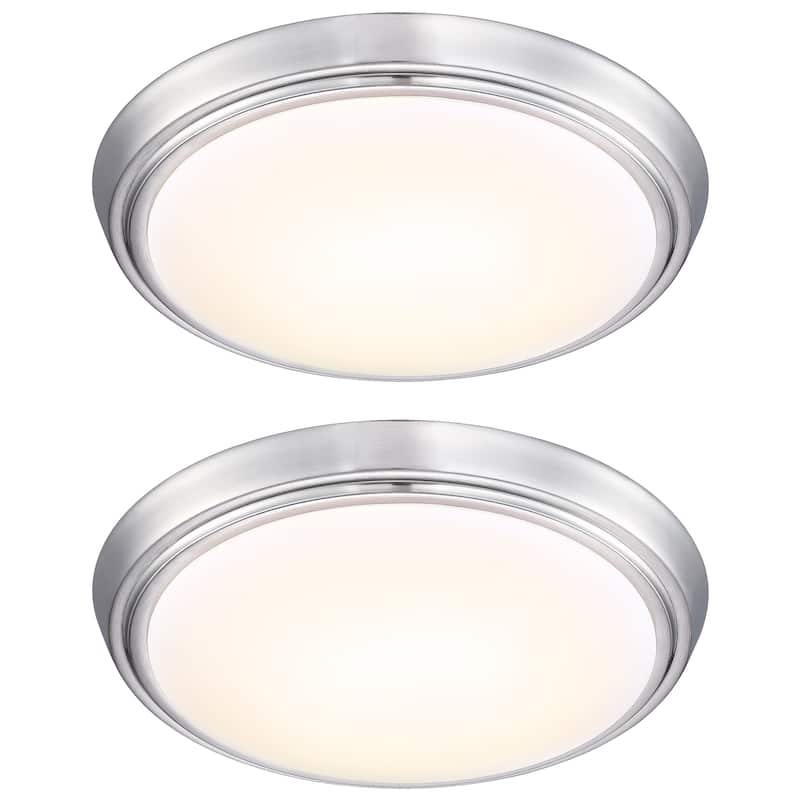 2 Pack 11-Inch LED Brushed Nickel Flush Mount Ceiling Light - 11" x 11" x 2"