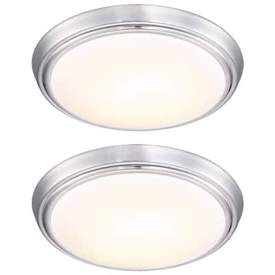 2 Pack 11-Inch LED Brushed Nickel Flush Mount Ceiling Light - 11" x 11" x 2"