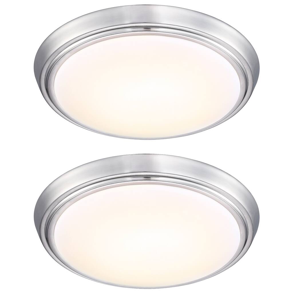 2 Pack 11-Inch LED Brushed Nickel Flush Mount Ceiling Light - 11" x 11" x 2"