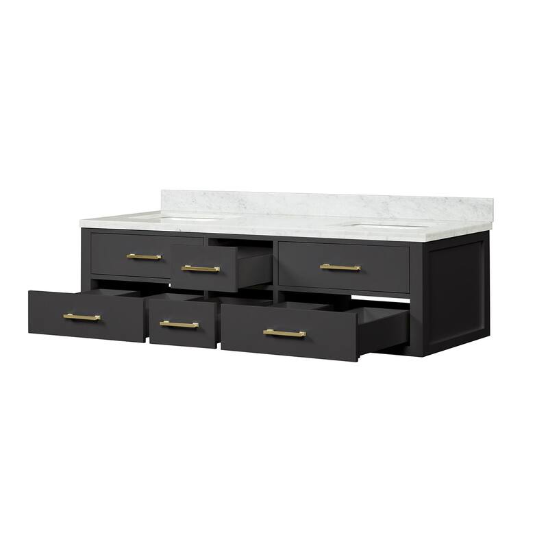 Lexora Castor Double Bath Vanity and Carrara Marble Top